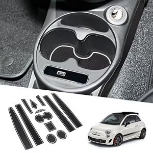 BIXUAN Compatible avec Fiat 500 Abarth 595 2017-2021 Tapis antid&eacute;rapants pour Console Centrale, accoudoir en Caoutchouc, Porte-gobelet, Tapis de Couture de Porte, 12 Tapis de Fente de Porte Blanc (BIXUAN, neuf)