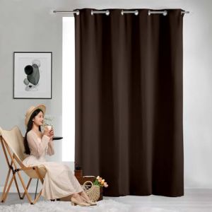 Rideau &agrave; Oeillets, Lot de 1 Rideaux 200 x 240 cm Bloquer Lumiere, Rideau Phonique Anti Bruit Anti Froid Voilage &agrave; Oeillets, Lin Rideau Thermique Isolant pour Porte Fenetre Dressing Salon, &lrm;Marron (LvLiangShiLiShiQuGaiFangDianZiShangWuYouXianGongSi, neuf)