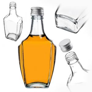 KADAX Bouteilles en verre de 250 ml avec bouchon &agrave; vis, 1 pi&egrave;ce, bouteilles vides &agrave; remplir, bouteilles de liqueur, petites bouteilles d'alcool, bouteilles de jus (argent&eacute;) (KADAX, neuf)