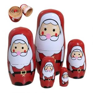 Poupée gigogne Russe de Noël, poupées gigognes Russes de Noël en Bois Père Matryoshka poupées décoration 5 pièces, Père Matryoshka (yunchengshiyanhuquxiongxueshangmaoyouxiangongsi, neuf)