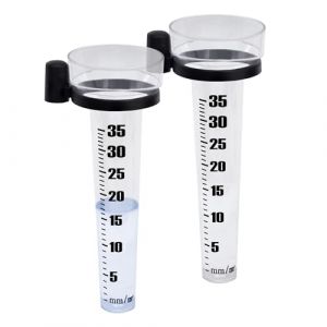Spetebo Pluviom&egrave;tre 25 cm avec &eacute;chelle et support &ndash; Lot de 2 &ndash; Pluviom&egrave;tre en plastique pour stations m&eacute;t&eacute;orologiques &ndash; D&eacute;bitm&egrave;tre d'eau Station m&eacute;t&eacute;o Accessoires Pluviom&egrave;tre Ombrom&egrave;tre Pluviom&egrave;tre (Special-trends, neuf)