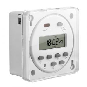 Heschen CN101A Interrupteur SPST avec minuteur programmable et écran numérique LCD 12 V CC 16 A Blanc Avec housse imperméable (Heschen, neuf)