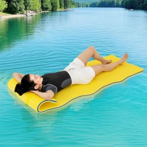 GYMAX Matelas Flottant pour Piscine, Tapis Flottant en Mousse XPE R&eacute;sistant aux D&eacute;chirures, Polyvalent pour Piscine-Plage-Lac, Charge Max.100KG (Jaune) (GYMAX EU, neuf)