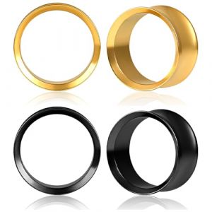 DOEARKO Écarteur Oreilles 2 Paires Plug Tunnel en Acier Inoxydable Double Évasé Plugs Noir Or Bouchons D'oreille Tunnels Étirement Extenseur Piercing Bijoux pour Femmes Hommes 8mm (DOEARKO, neuf)