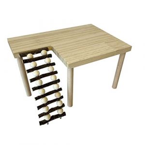 Plateforme pour hamster, cadre d'escalade en bois, plate-forme d'escalade pour hamster, petite aire de jeux pour animaux de compagnie, avec cl&ocirc;ture &agrave; branches, jouet &agrave; m&acirc;cher, accessoire d'escalade (Yuwuyuan, neuf)