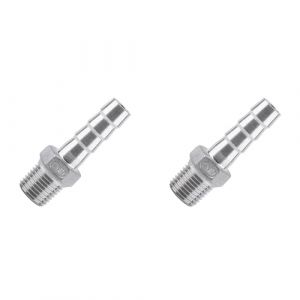 Walfront Raccord de Tuyau filet&eacute; en Acier Inoxydable, Connecteur de Queue de Tuyau cannel&eacute;, 1/4 X 10 Mm Droit pour Tuyaux d'air, de Carburant et d'eau BSP M&acirc;le &agrave; Raccord Rapide 1/4 X 8 Mm (Chasoe, neuf)