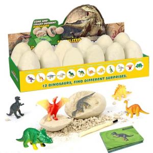 Idota Lot de 12 œufs de dinosaure, excavation d'œufs de dinosaure, 12 types de dinosaures, pour jouets, cadeau pour enfants, garçons, filles à partir de 3 à 10 ans, œufs de dinosaures, à déterrer, kit (Calmglad, neuf)