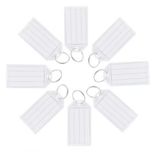 ZEFAN 48 Porte Cles en Plastique avec &Eacute;tiquette, 5,8 x 2,8cm Etiquette du Porte-Cl&eacute;s, Cl&eacute; &agrave; Bagages en Plastique Blanc Convient pour Marquage des Cl&eacute;s, des Valises et des Animaux Domestiques (ZEFAN EU, neuf)