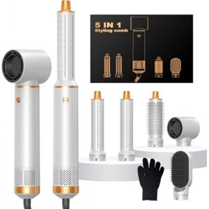OKWRAP Airbrush 5 en 1, Air Styler 5 en 1, Hair Styler avec Seche Cheveux Ionique, Boucleur Automatique, Brosse Soufflante Brushing, Brosse Lissante, Seche Cheveux 5 en 1 pour S&eacute;cher, Boucler, Lisser (SHUANG DING XIN, neuf)