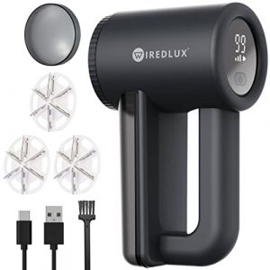 Rasoir Anti-Bouloche Électrique WiredLux - Machine Anti Peluche Rechargeable pour Vêtement & Maison - Appareil Coupe Bouloches à 3 Vitesses, Lame à 6 Branches, Écran LED, Câble USB, Dual Protection (WiredLux, neuf)