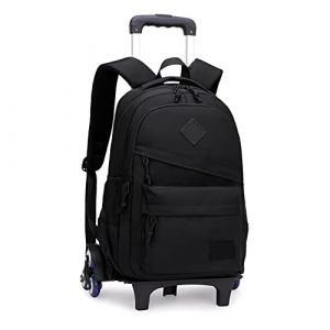 ANSIEDIO Cartable a Roulette Fille Garçon, Sacs à Dos Trolley Bag pour Filles Garçons, Sacs d'école primaire Sac à dos à roulettes pour collégiens et lycéens (Noir) (ANSIEDIO, neuf)