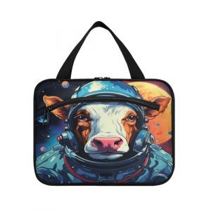 Linnyio Vache Astronaute De Dessin Animé Spatial Trousse de Toilette de Voyage Suspendue Maquillage,Grande Capacité Pliable Rangement Sacs de Lavage pour Femmes Filles (Linnyio, neuf)