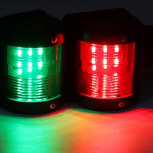 Bateau Vert Tribord et Rouge Bâbord Noir Poupe, Paire de Feux de Signalisation IP66 Rouge Vert LED Voyant D'avertissement de Navigation pour Bateau Marin Yacht 12 V Ancre Signal Mât Lumière (Fiavtiwy, neuf)