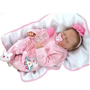 ZIYIUI Poupée Reborn Bébé Fille 22 Pouces 55 cm Vinyle de Silicone Souple Simulation Nouveau-Né Jouet Réalité Fait Main Cadeau de Noël d'anniversaire Reborn Dolls (XUAN HE HAO, neuf)