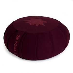 Yoga Studio Zafu Coussin de méditation Rond plissé en Sarrasin Motif Feuille de Lotus Framboise (Yoga Studio Store, neuf)