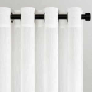 Topfinel Rideau Voilage Blanc 140x240cm Rideaux Voilage Fenetre D&eacute;coratif Salon Moderne Fenetre Chambre Cuisine Effet Lin avec Motif De Croix Anti Mouches Int&eacute;rieur Transparent &agrave; Oeillets Lot de 2 (NoledarEU, neuf)