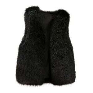 Altsuceser Gilet d'hiver en fausse fourrure pour femme, manteau en fausse fourrure, cape ch&acirc;le, gilet sans manches en fourrure noir, taille 4XL (spectatoo, neuf)