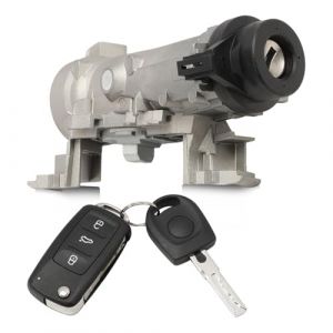 Fraylis 1K0905851B Interrupteur d'allumage Ensemble Serrure d'allumage avec 1 clé + 1 télécommande pour A3 Q3 TT Golf 5 6 Seat Alte Leon Beetle Jetta Passat 1K0905841 1K0905865 (Fraylis, neuf)