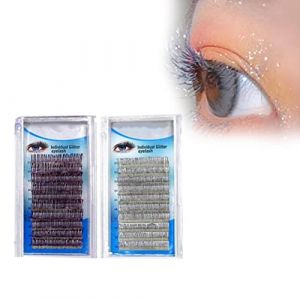 Yctze Extensions de Faux Cils Brillants &agrave; Boucles C, Accessoire de beaut&eacute; de Maquillage de 0,15mm, Extensions de Cils Violet argent&eacute; (PURPLE) (Yoeuan, neuf)