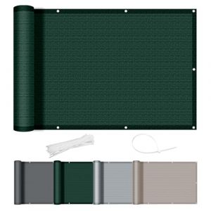 AXT SHADE Brise Vue Balcon 90x600cm HDPE Cache Vue Balcon Protection UV Opaque Résistant aux Contre Vent avec Trous et Serre Câbles pour Exterieur Terrasse-Vert (Vanilla Home, neuf)