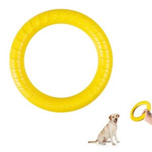 QEEROYO Anneau de Morsure de Chien, Chien Jouets Anneau, Anneau D'entra&icirc;nement Interactif, Disque de Lancer Durable, pour Petits et Grands Chiens (OliveeeBeauty, neuf)