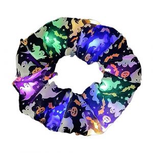 Élastiques à cheveux lumineux pour Halloween, tête de mort, chouchou français lumineux, support de queue de cheval lumineux pour Halloween, tête de mort, citrouille (ZZZzz, neuf)