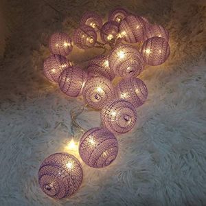 6cm Guirlande Lumineuse Boule Coton, DOTBUY Decoration Noël, LED Guirlande Lumineuse à Piles, Enfant, Festival, Chambre Mariage Décorations (Rêve violet,3.3M/20LED) (DOTDOT SHOP, neuf)