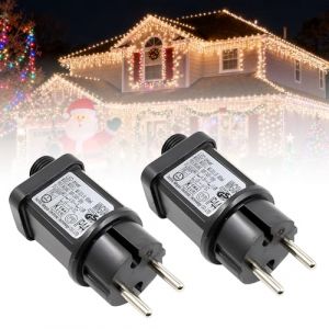 yotutun 2 Pi&egrave;ce 4.5V Clignoteur pour Guirlande, Transformateur pour Guirlande LED Adaptateur Pilote Basse &Eacute;tanche IP44 avec 8 Modes et Minuterie Fonction pour D&eacute;corations de No&euml;l Eclairage de Jardin (khfsusmxz, neuf)