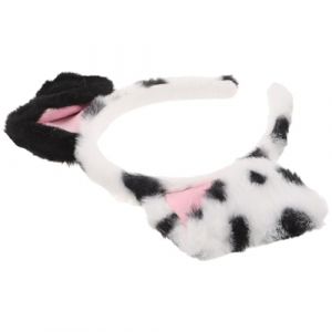 VANZACK Serrage-t&ecirc;te Adulte Oreilles de Chien Dalmatien en Peluche Douce Noir et Blanc, Bandeau Cosplay Animal Tachet&eacute; pour F&ecirc;te D&rsquo;anniversaire et Carnaval, Accessoire Costume Chien Chiot (Theo Lian, neuf)