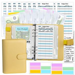 Kit de planification budgétaire A6 avec méthode d'enveloppe pour économiser de l'argent avec enveloppes et mines budgétaires, autocollants et étiquettes assortis, 17,4 x 5,71" 40F-A6-Yellow (Harphia Gift Stationery, neuf)