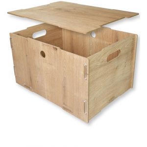 clipfritz - Caisse avec couvercle 39x29x22,5cm (Coffre en bois MDF empilable) - Caisses de rangement avec Poign&eacute;es - Bac de rangement pour livres, jouets, chambre d'enfant, bureau pour trier et ranger (5ELF GmbH, neuf)