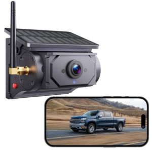Caméra de Recul Solaire sans Fil, Caméra de Recul avec Batterie Rechargeable 9600mAh,HD Magnétique 1080P Vision Nocturne, IP67 Imperméable à l'eau, pour Camions, Remorque,Camper,Caravane (GUANYING-EU, neuf)