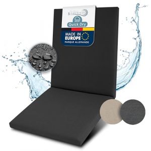 Beautissu Coussin Chaise Jardin Bas Dossier 100% Imperm&eacute;able 100x50 cm - R&eacute;sistant-UV Confortables & Facile &agrave; Entretenir Lavable - Quick Dry Coussin Exterieur Fauteuil Jardin Anthracite (Brandvin, neuf)