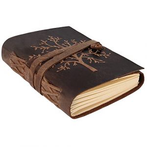 Moonster&reg; Carnet de Notes Lign&eacute; en Cuir - Journal Intime Fille ou Femme avec Arbre de Vie en Relief - 20 X 15 cm - Carnet de Dessin Homme 400 Pages - Cadeau Femme Id&eacute;al (Moonster Products Ltd, neuf)