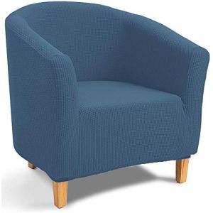 TIANSHU Housse de Fauteuil Chesterfield,Jacquard Housse de Canapé Tub Chair Housse Fauteuil Club Extensible Lavable Antidérapant(Bleu Denim) (TIANSHU FR (Trademark registration No 018062900), neuf)