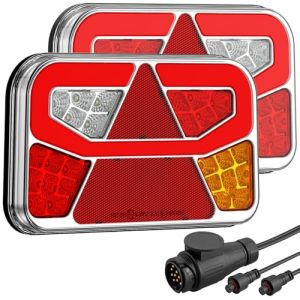 YGiTK Feux Arrière de Remorques LED 13 broches 12/30V Kit de Feu Arrière pour Remorque 2PCS Feu de Remorque Feux Arrière avec 6 Fonctions et 5M Câbles (KeteyiEU, neuf)