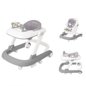 OHMG 4-en-1 Trotteur pour bébé avec plateau d'activités musical amovible,Trotteur bébé facilement pliable, De 6 à 18 mois,Jusqu'à 12 kg,réglable en Hauteur avec Roues Silencieuses (jusiZL, neuf)