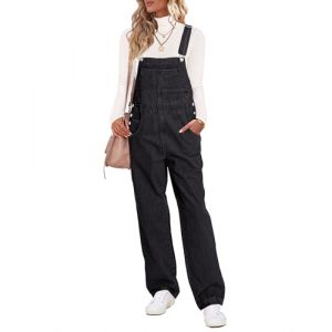 Vetinee Salopette Femme en Jean Wide Leg Baggy Avec Poches Noir Taille Large Convient aux tailles 42 &agrave; 44 de l'EU (Neonjacc UK, neuf)
