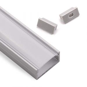 SOTECH LED Profil alu-PH1 (2000 x 18 x 8,5 mm) pour LED Stripes larges jusqu'&agrave; 16 mm (par ex. pour Philips Hue LightStrip) Profil en saillie avec cache opale et set de caches d'extr&eacute;mit&eacute; (S&O Handelsgesellschaft mbH, neuf)