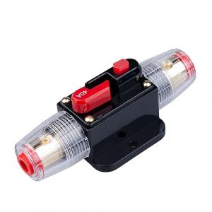 Disjoncteur de 40A Porte-fusible en ligne de 40A Bloc d'inverseur 12V-24V CC à réarmement manuel pour la protection du système audio solaire pour voiture automobile marine bateau et système solaire (Keple, neuf)