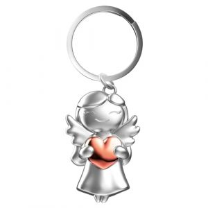 Porte Clé Ange Gardien, Ange et Cœur Porte Bonheur en Métal, Pendentif Porte-Bonheur Femme pour Examens ou Voiture Suspendue Femmes Petite Amie Collègues (Argent) (LangWenFengAn, neuf)