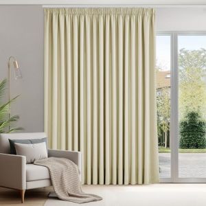 Deconovo Rideaux Occultants Isolant Thermique Anti Froid, Rideaux pour Salon et Chambre, Design Moderne Galon Fronceur, 300x220 CM (Largeur x Hauteur), Beige Clair, 1 Pièces (Deconovo-Home, neuf)