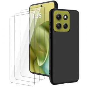 LYZXMY Coque pour Motorola Moto G86 5G(6.67") Noir Housse + 3 x Verre tremp&eacute; Protection &eacute;cran, Souple Silicone &Eacute;tui Protection Bumper TPU T&eacute;l&eacute;phone Case Cover (SLMY, neuf)