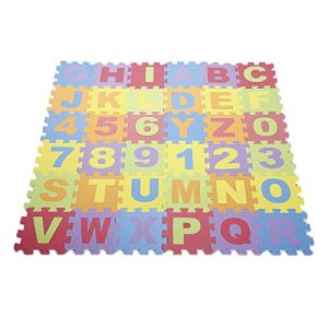 Puzzle Tapis Mousse Bébé,36 Pièces,Tapis de Jeu pour Enfants, en EVA Antidérapant, Non Toxique, avec Lettres et Chiffres, Certifié CE, Multicolore (36 pièces (Couleur)) (Hechheu, neuf)