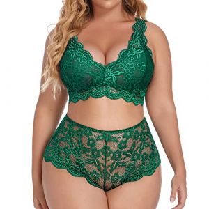 Lingerie Femme Sexy Ensemble en Dentelle Grande Taille Soutien-Gorge Push Up Deux Pi&egrave;ces Brassi&egrave;re sans Armature Nuisettes et Deshabill&eacute;s Culotte Sensuelle Sexy pour Femmes (extensivc, neuf)