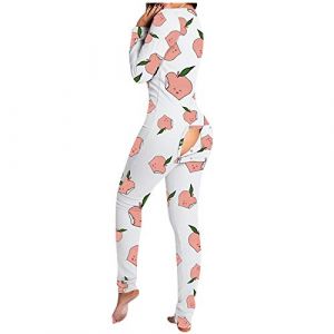 Pyjama Fille - Jumpsuit Adultes Fonctionnel Femme Boutonn&eacute; Devant Boutonn&eacute; Combinaison Femme Pyjama Polaire Chaud Cochon (dongTER, neuf)