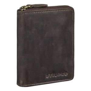 STILORD 'Giannis' Mini Portefeuille Homme Cuir - RFID Protection Porte-Monnaie Vintage - Petit Portefeuille Porte Cartes de Cr&eacute;dit avec Fermeture &Eacute;clair & Coffret Cadeau, Couleur:Marron - fonc&eacute; (STILORD Cuir, neuf)
