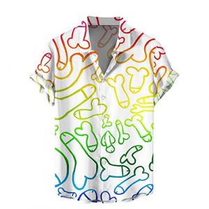 Chemise Hawaienne Homme Humour, Chemise Homme Manches Courtes Funky Chemises Moche Pas Cher à 3D Imprimé Hawaiian Shirts Ete Casual pour Plage, Tee Shirts Humoristique Déguisement Bite (Rnoaobu, neuf)