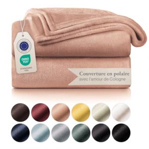 Blumtal Couverture Polaire Plaid pour Canapé, Plaid Cocooning, Couverture Polaire Epaisse, Moelleuse, Douce Et Chaude, Microfibre, Rose- poudré, 130 x 150 cm (Everbrent, neuf)