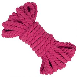 LEREATI Corde Macram&eacute; 8mm x 10m Fil pour Macram&eacute; Fil Coton Naturelle Grosse Corde Ficelle Macram&eacute;, Cordelette 8mm pour Bricolag Tricoter Mural Plante Suspendue Boho Decoration (Rose Rouge) (LEREATI, neuf)